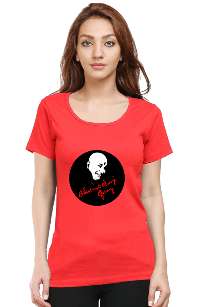 Female Round Neck Half Sleeve Classic T-Shirt with "Blessing Always Guruji" Print – Multiple Colors & Sizes