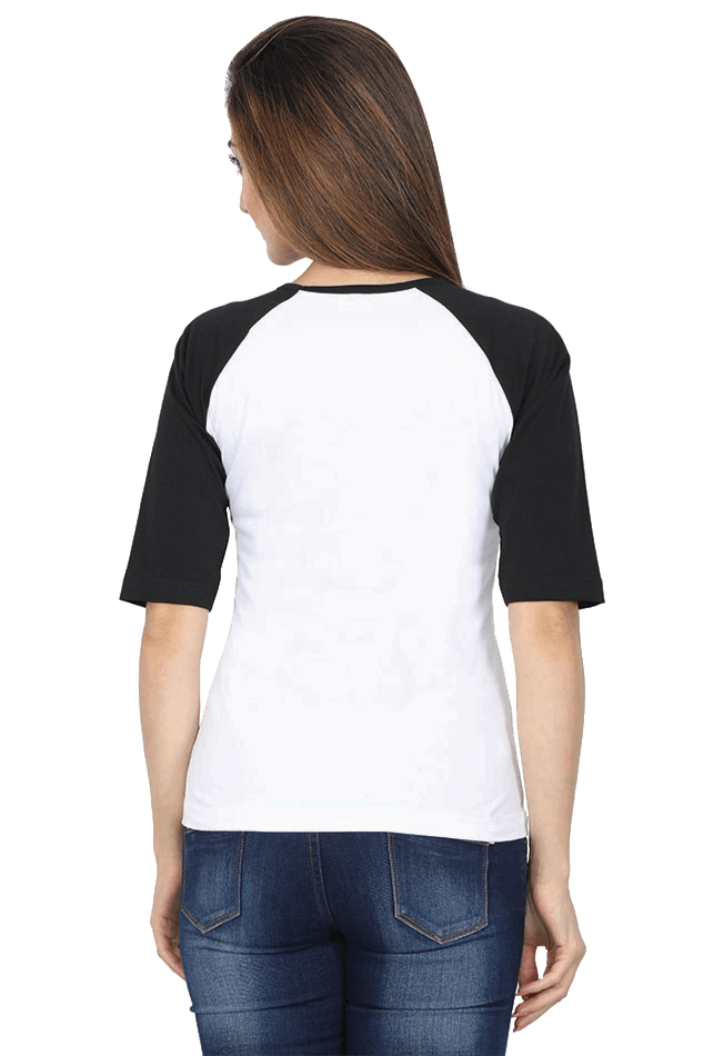 Female Raglan Full Sleeve T-Shirt with "Blessing Always Guruji" Print