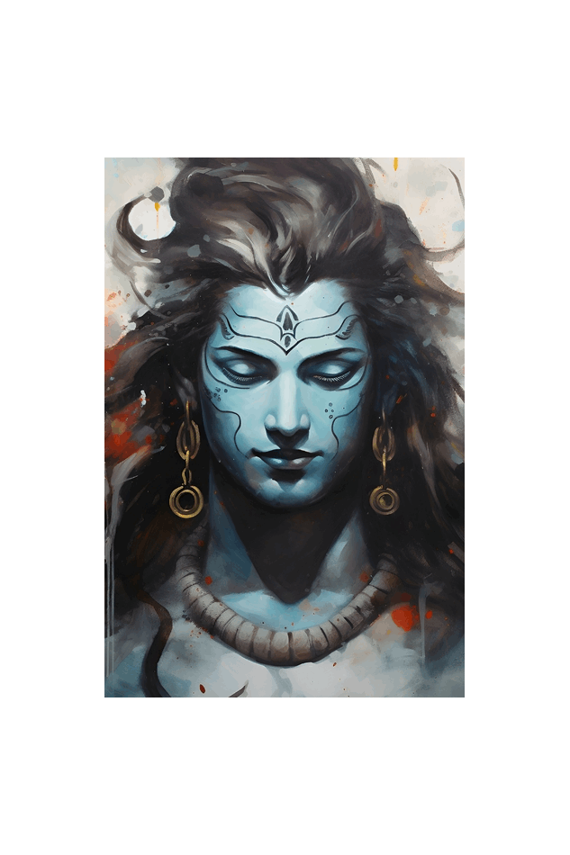 Meditative Shiva Wall Art - Black & White Framed Poster 16 x 24 Size