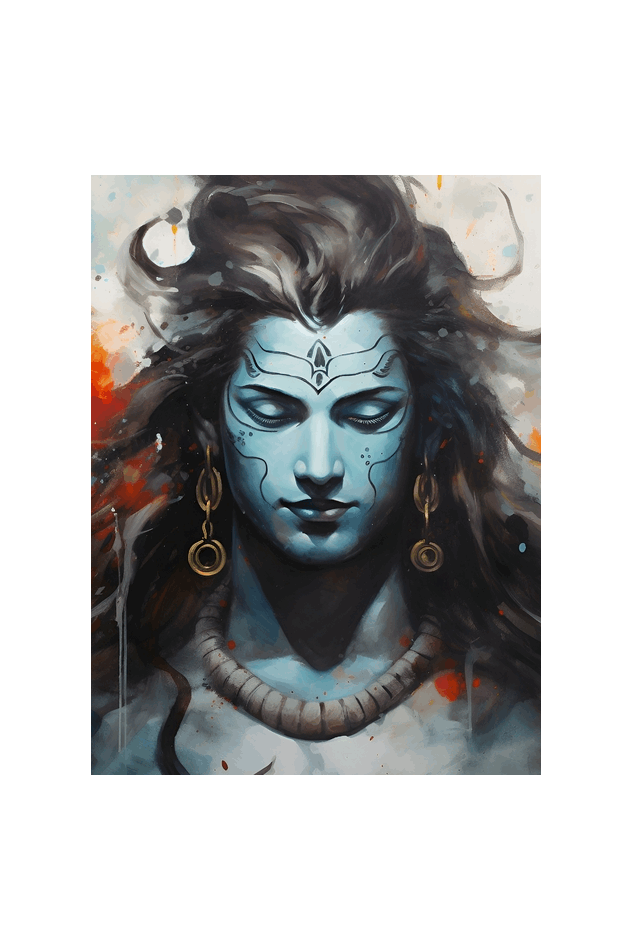 Divine Serenity - Lord Shiva Black & White Framed Poster 18 x 14 Size