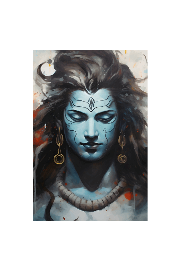 Meditative Shiva - Artistic Black and White Framed Wall Art 12 x 18 Size