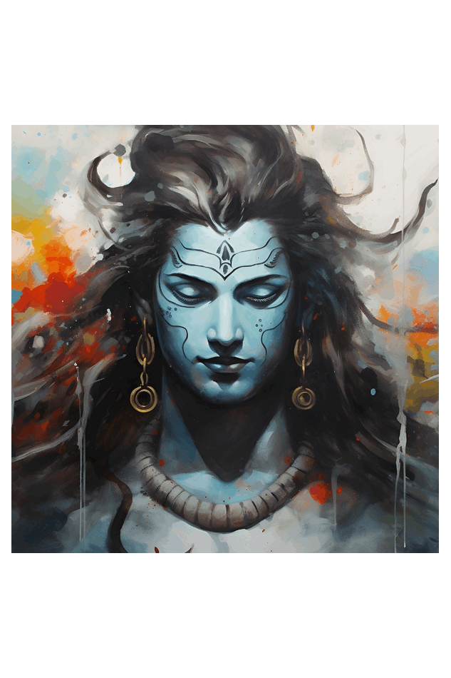 Lord Shiva in Meditation - Spiritual Black & White Framed Poster 12 X 12 Square Size