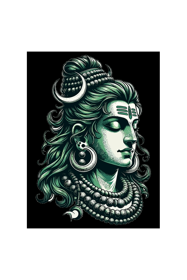 Majestic Lord Shiva - Black & White Framed Wall Art 18 x 24 Size