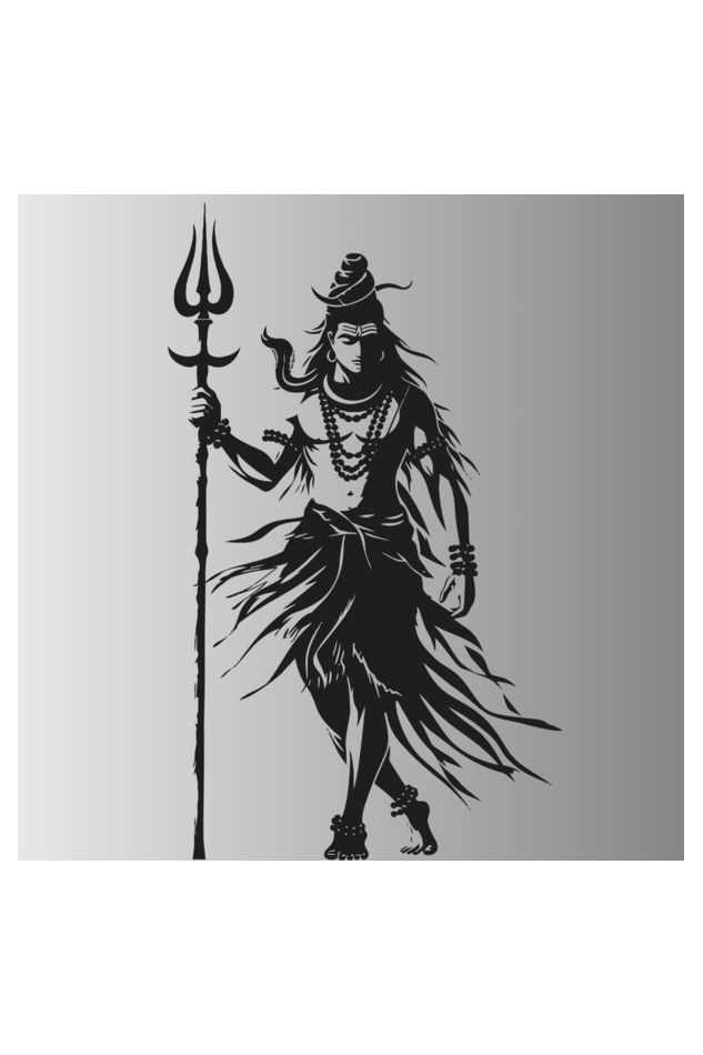 Minimalist Lord Shiva Silhouette - Black & White Framed Poster 12 x 12 Square Size