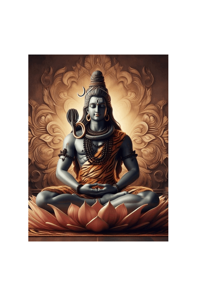 Lord Shiva Wall Art - Divine Aura Black & White Framed Poster 18 x 24 Size
