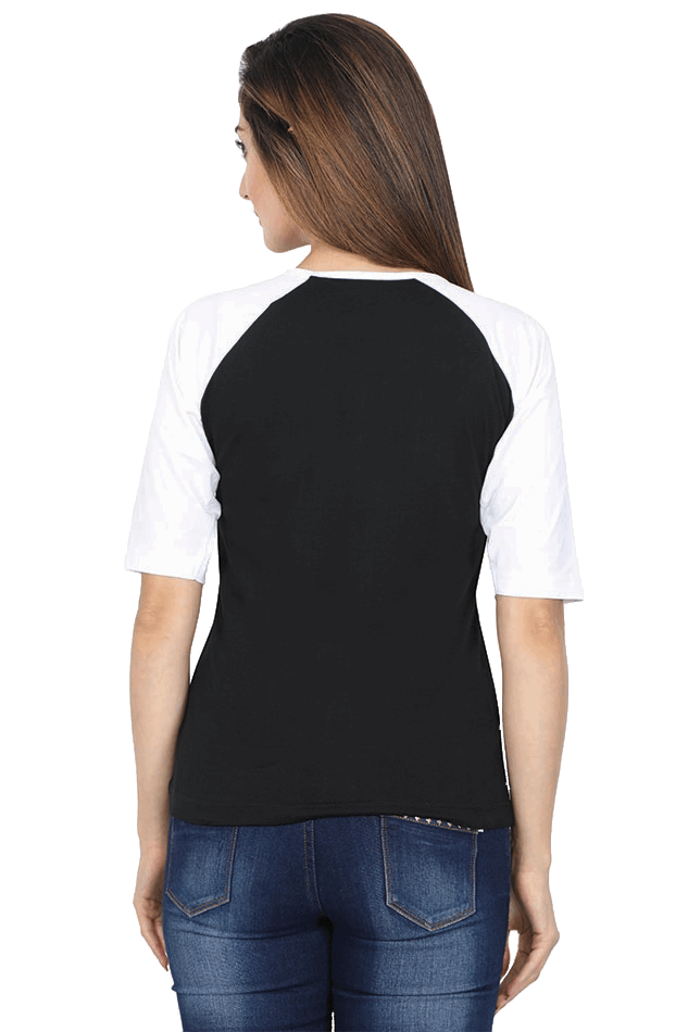 Female Raglan Full Sleeve T-Shirt with "Blessing Always Guruji" Print