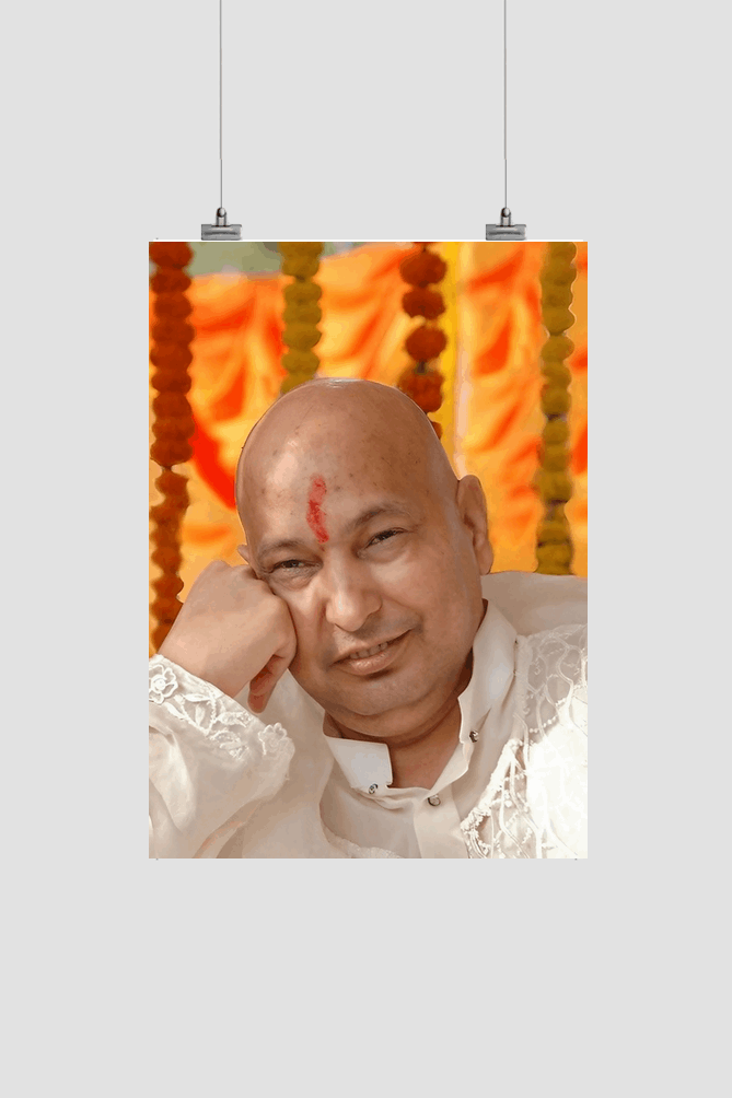 Guruji's White A4 Poster (Unframed) – A Compact Tribute to Peace and Spiritual Grace