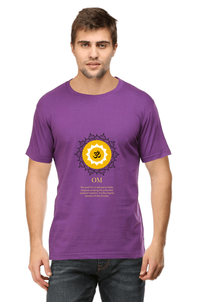 Om Mantra Male Round Neck T-Shirt (Half Sleeves, Multi Colors & Sizes) – Spiritual Comfort in Every Hue