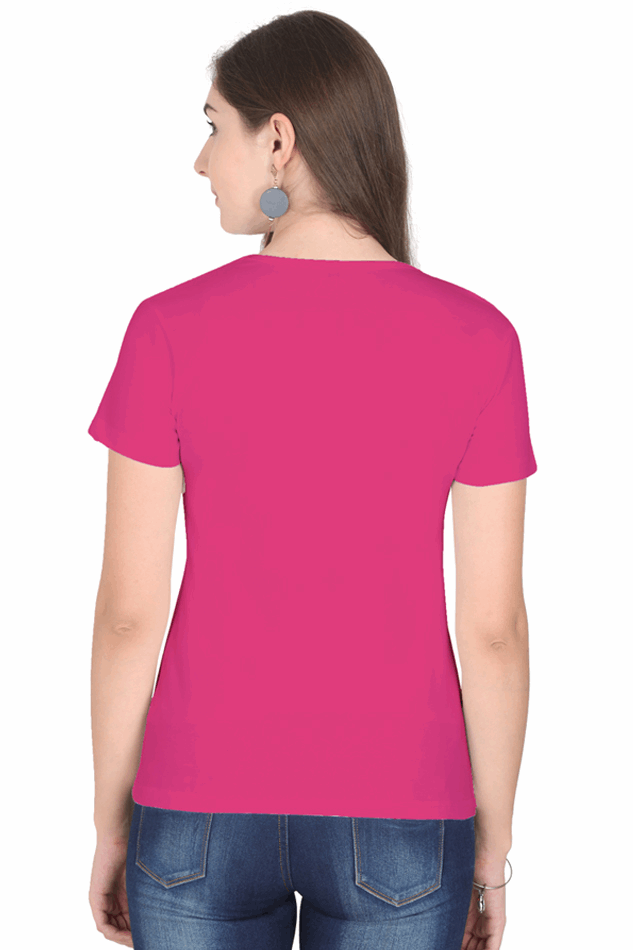 Female Round Neck Half Sleeve Classic T-Shirt with "Blessing Always Guruji" Print – Multiple Colors & Sizes
