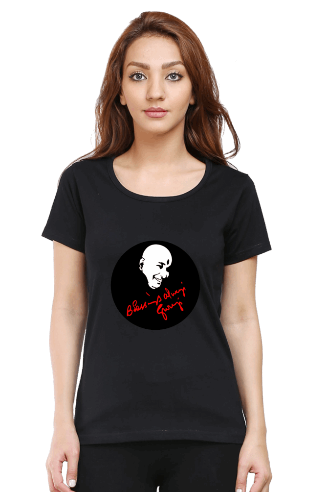 Female Round Neck Half Sleeve Classic T-Shirt with "Blessing Always Guruji" Print – Multiple Colors & Sizes