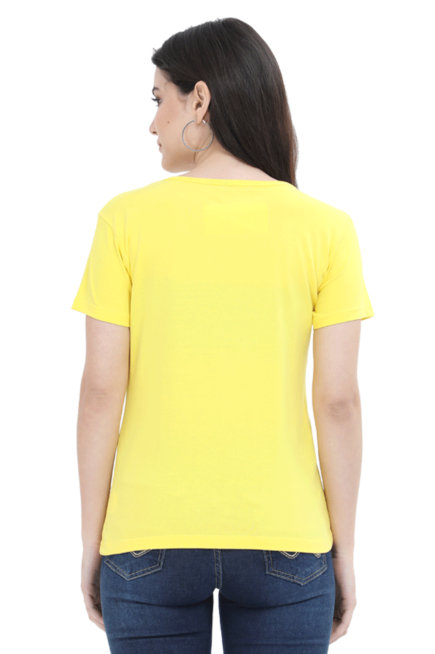 Female Round Neck Half Sleeve Classic T-Shirt with "Blessing Always Guruji" Print – Multiple Colors & Sizes