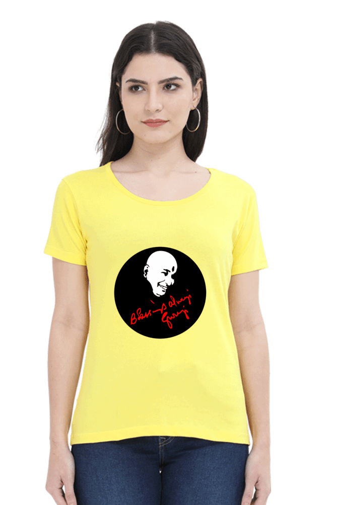Female Round Neck Half Sleeve Classic T-Shirt with "Blessing Always Guruji" Print – Multiple Colors & Sizes