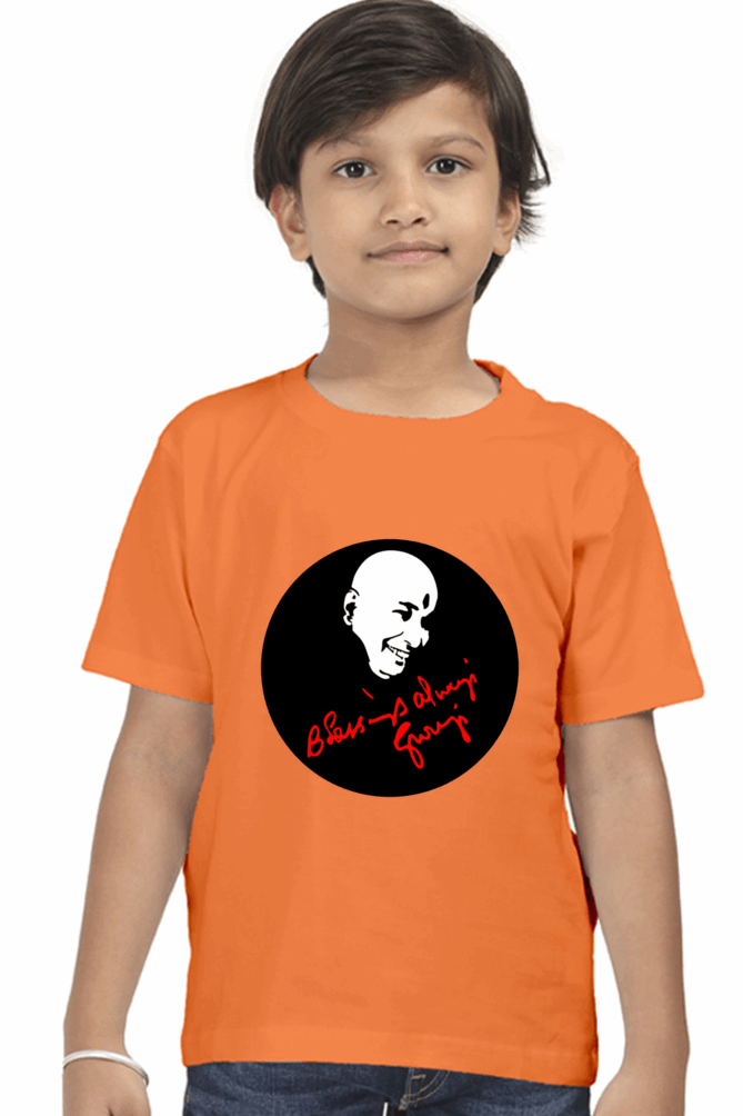 Boy’s Newborn to Kids Round Neck Half Sleeves T-Shirt – Classic Style with "Guruji" & "Blessing Always" Print