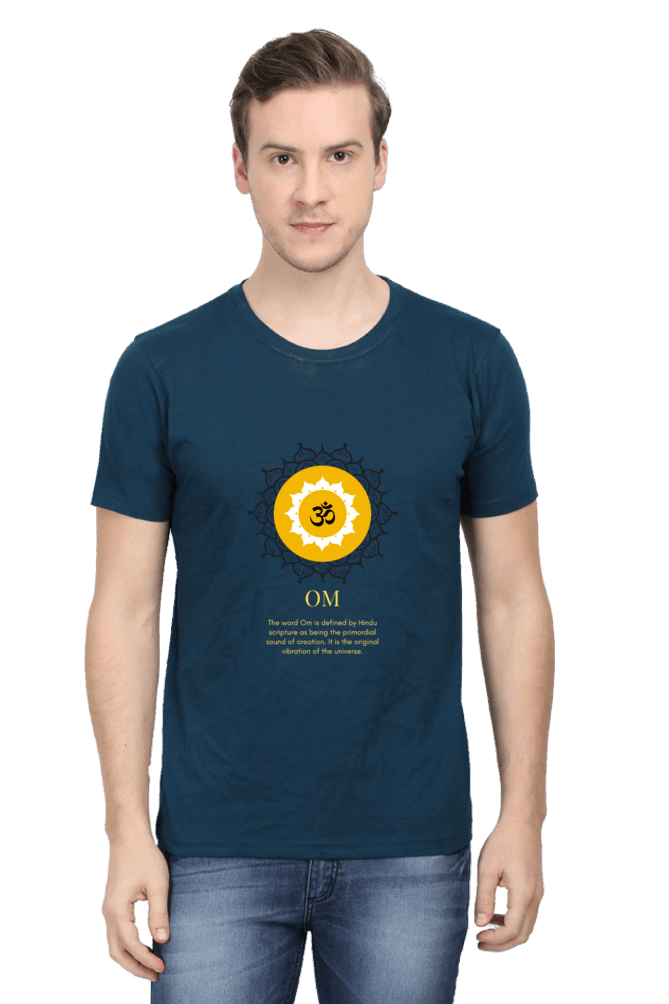 Om Mantra Male Round Neck T-Shirt (Half Sleeves, Multi Colors & Sizes) – Spiritual Comfort in Every Hue