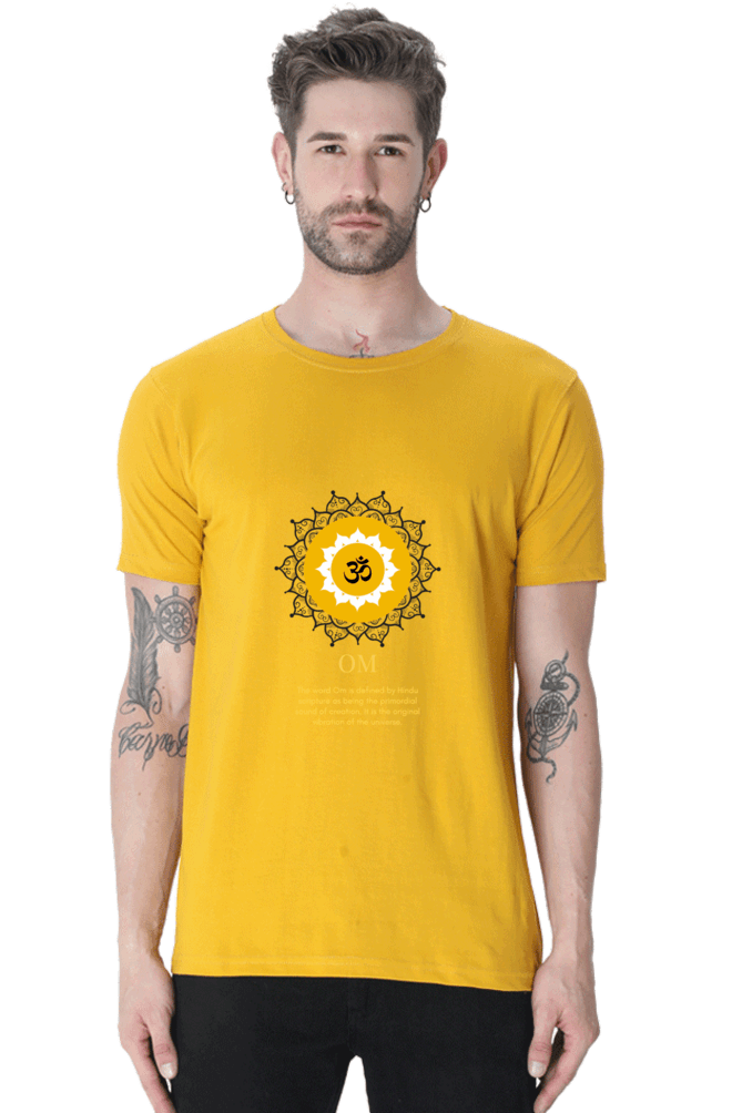 Om Mantra Male Round Neck T-Shirt (Half Sleeves, Multi Colors & Sizes) – Spiritual Comfort in Every Hue