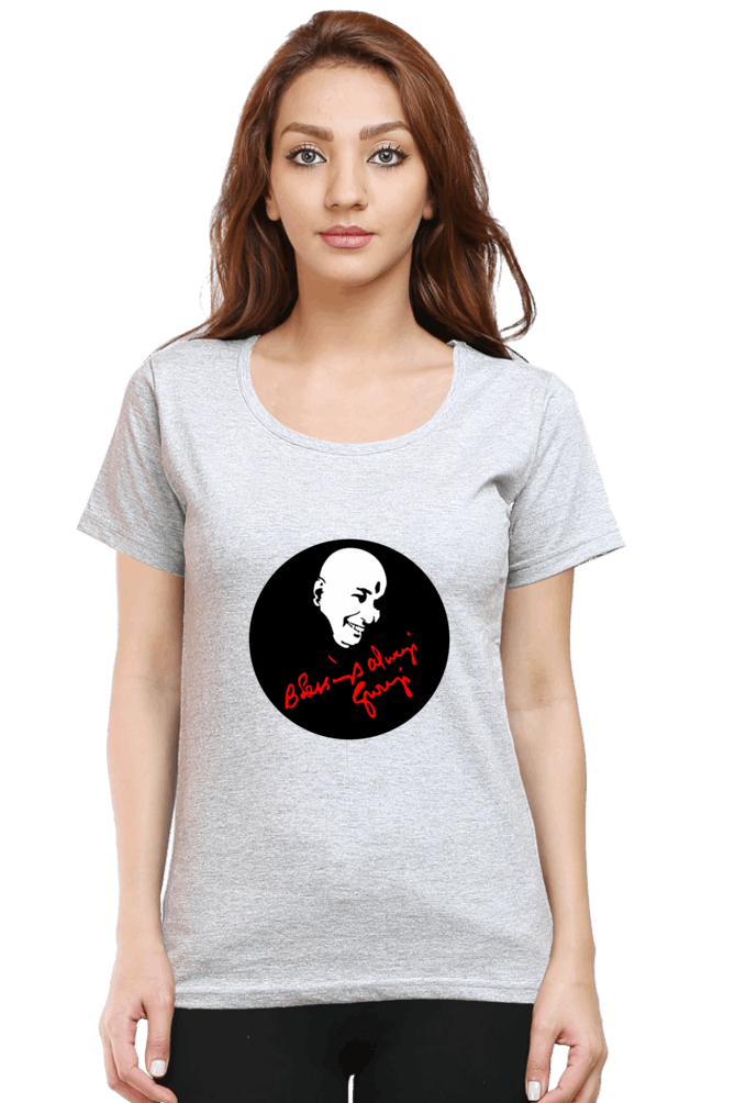 Female Round Neck Half Sleeve Classic T-Shirt with "Blessing Always Guruji" Print – Multiple Colors & Sizes