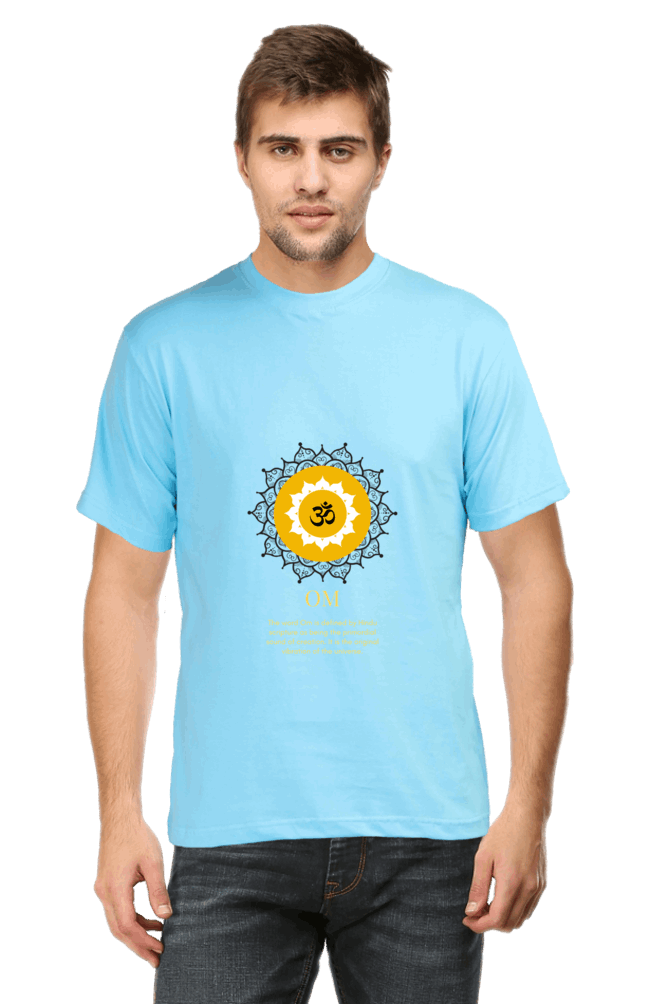 Om Mantra Male Round Neck T-Shirt (Half Sleeves, Multi Colors & Sizes) – Spiritual Comfort in Every Hue
