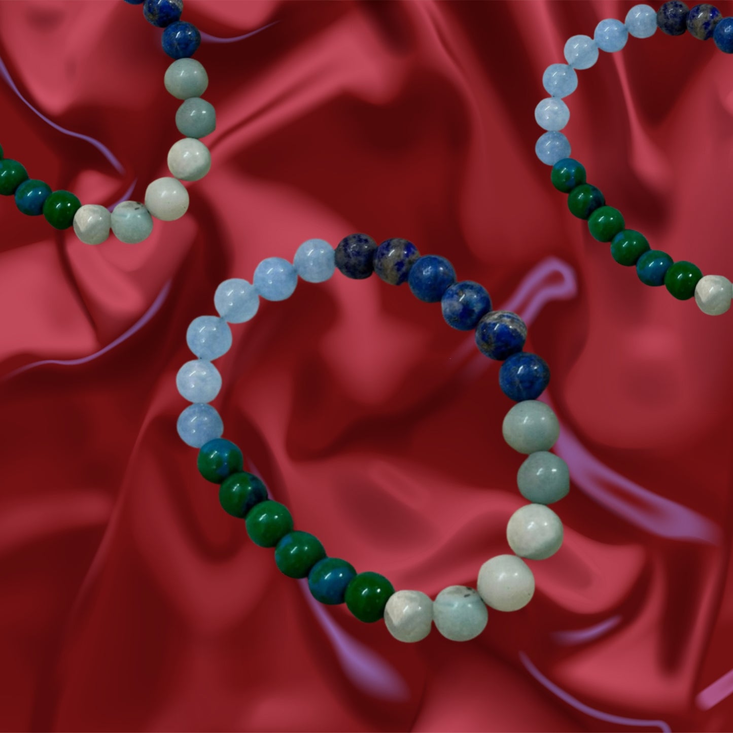 Bracelet for Thyroid having Aquamarine Chrysocolla Blue Quartz and Lapis Lazuli