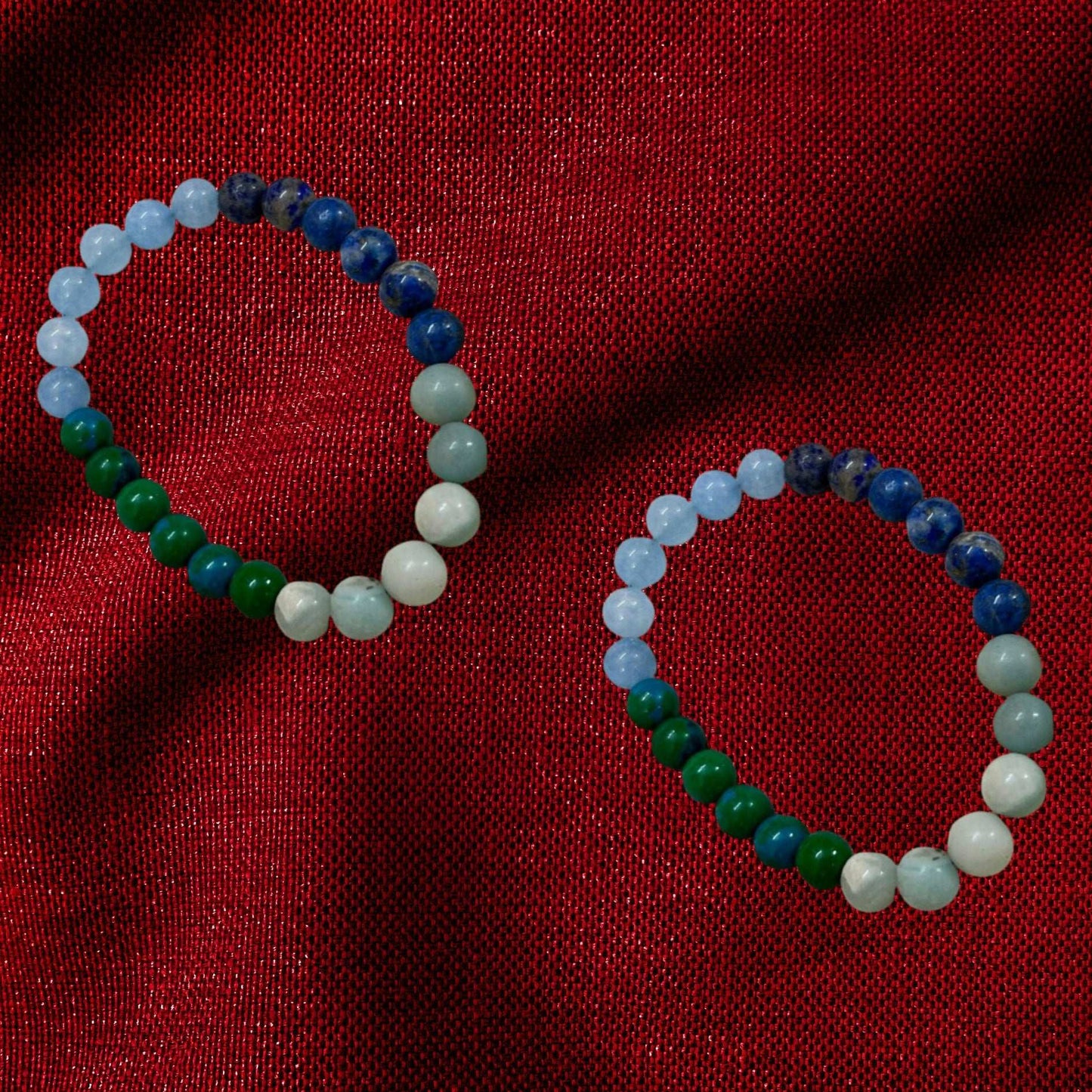 Bracelet for Thyroid having Aquamarine Chrysocolla Blue Quartz and Lapis Lazuli