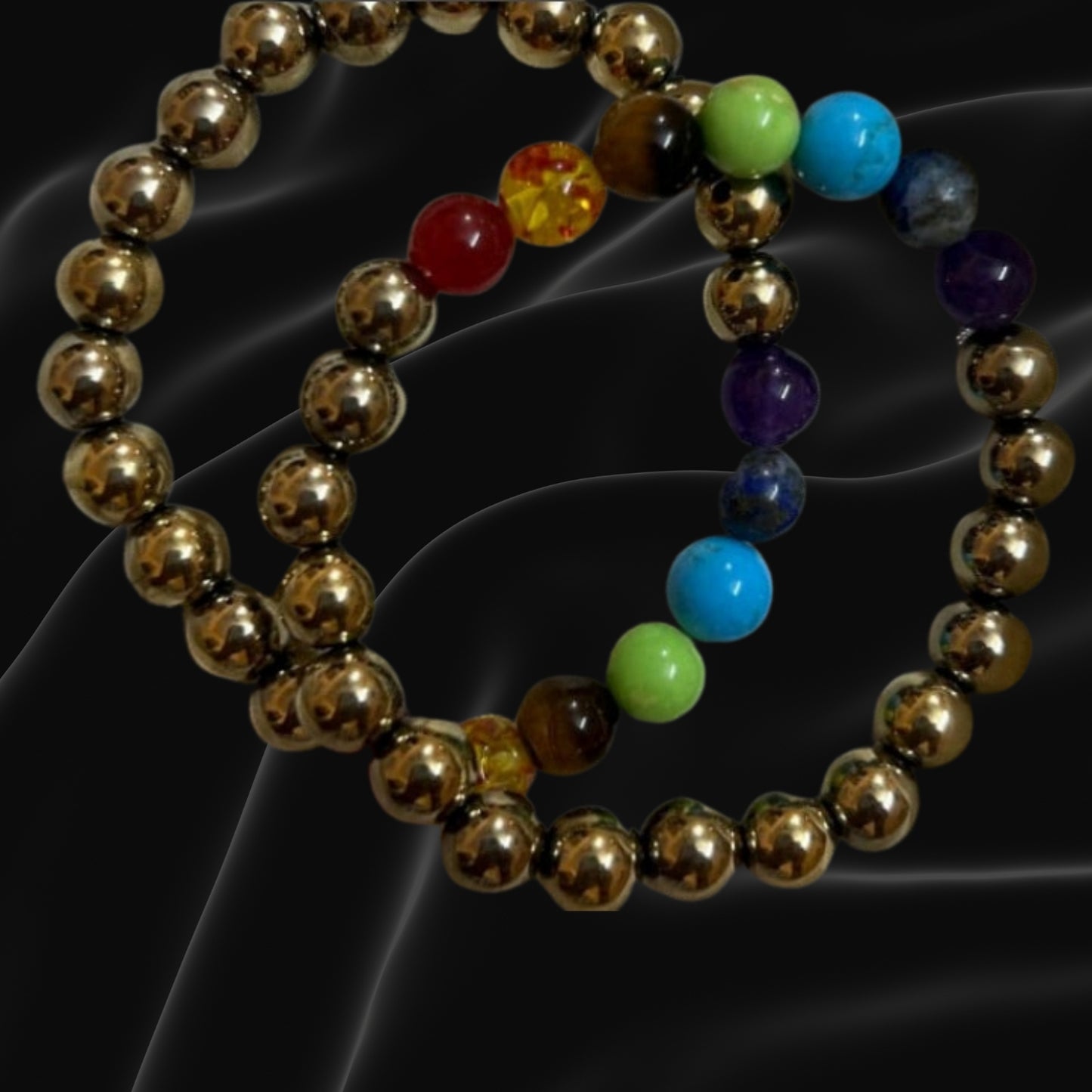 Golden Pyrite 7 Chakra Crystal Bracelet to Inspire Motivation and Ambition