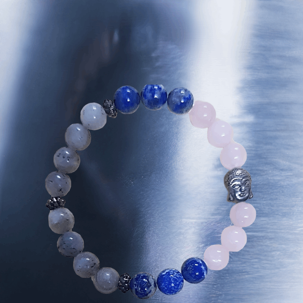 Labradorite, Lapis, and Rose Quartz Bracelet For Inner Strength and Emotional Well Being
