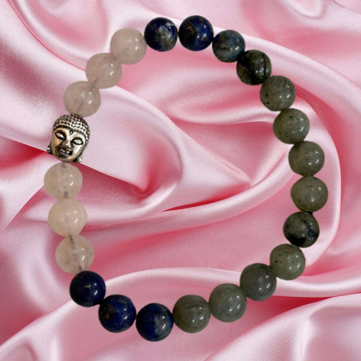 Labradorite, Lapis, and Rose Quartz Bracelet For Inner Strength and Emotional Well Being
