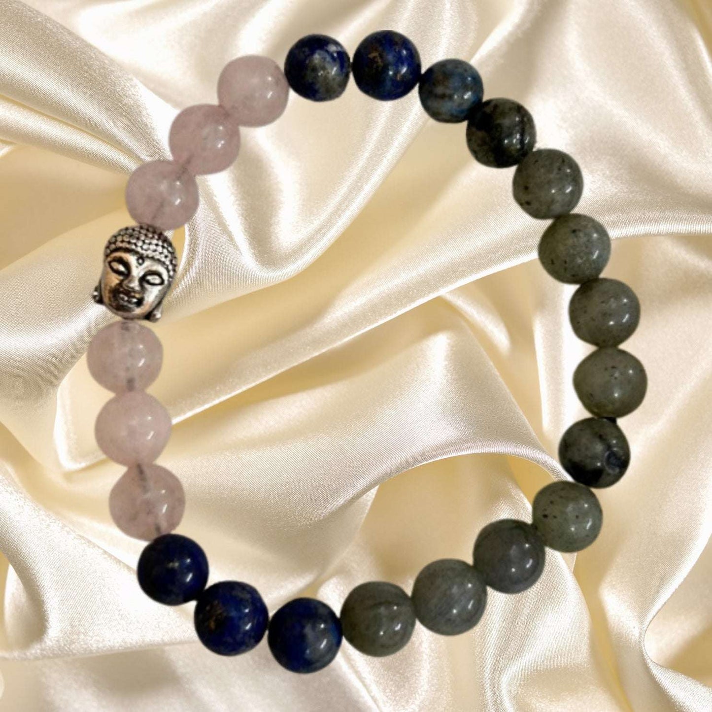 Labradorite, Lapis, and Rose Quartz Bracelet For Inner Strength and Emotional Well Being