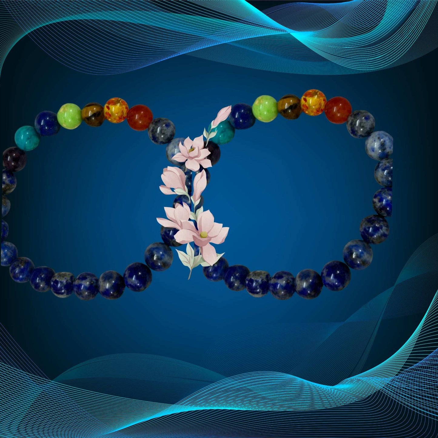 Lapis Lazuli 7 Chakra Bracelet for Missing Number 4 and Balance your Body Chakra