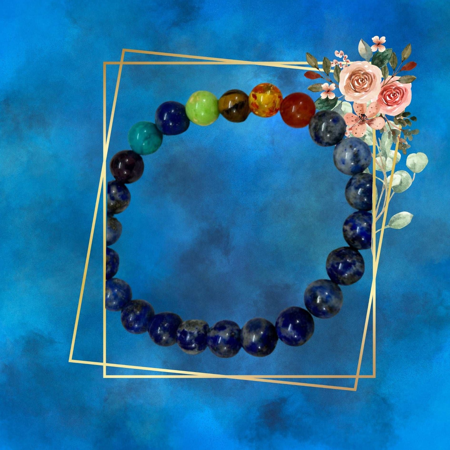 Lapis Lazuli 7 Chakra Bracelet for Missing Number 4 and Balance your Body Chakra