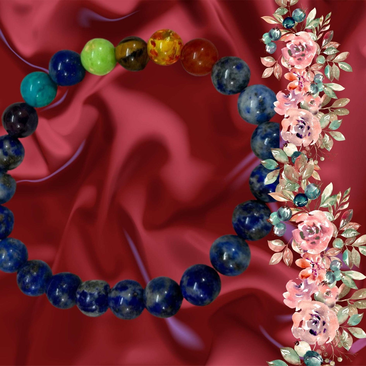 Lapis Lazuli 7 Chakra Bracelet for Missing Number 4 and Balance your Body Chakra