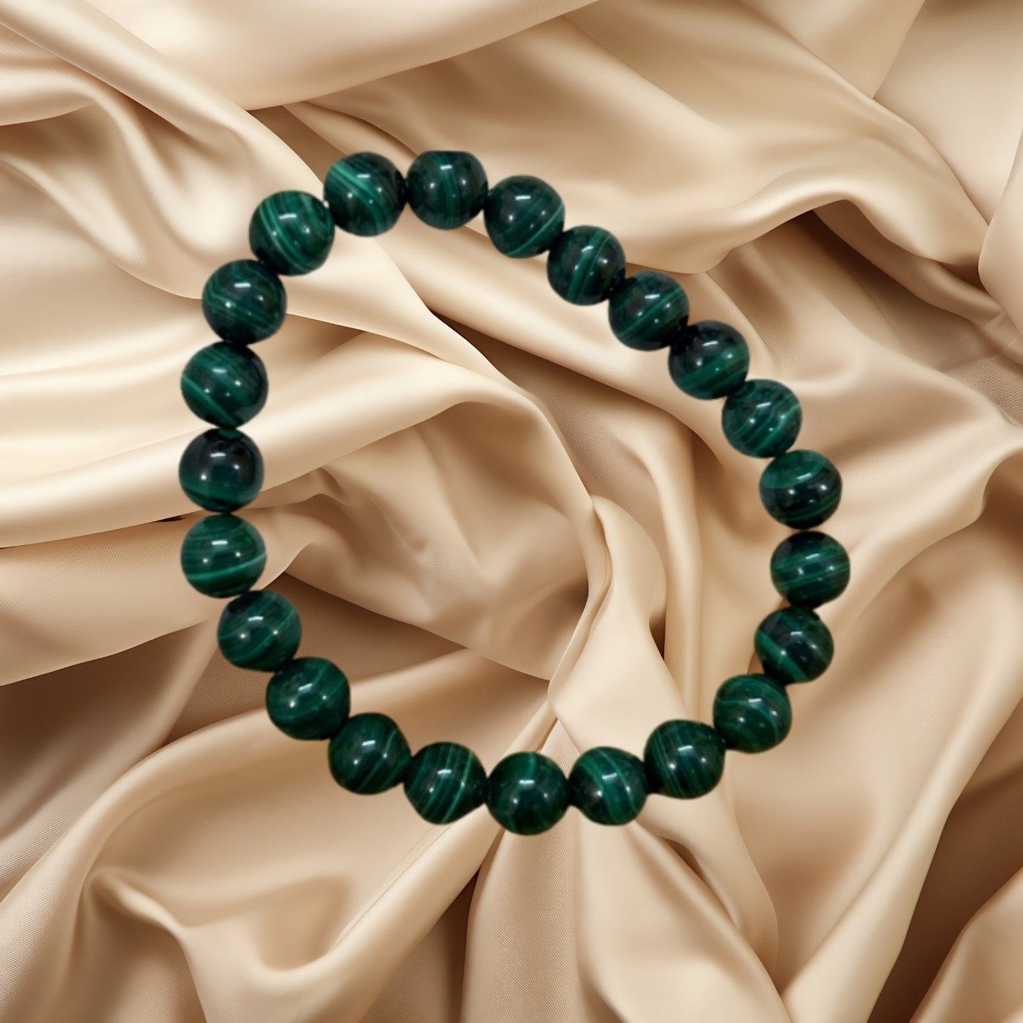 Malachite Bracelet Associated with Heart Chakra and Help with Emotional Healing and Self Reflection