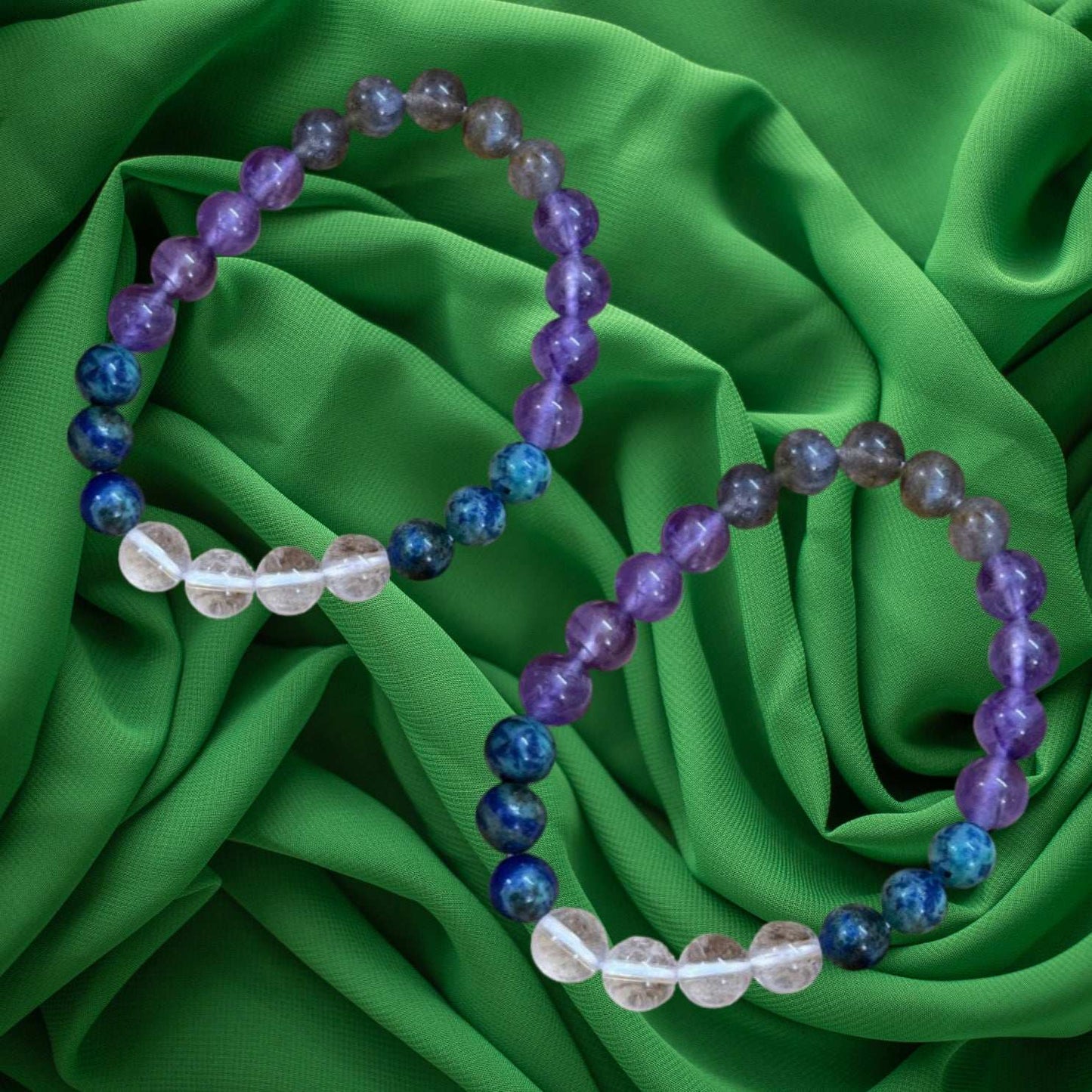 Meditation Bracelet having Clear Quartz Amethyst Lapis Labradorite