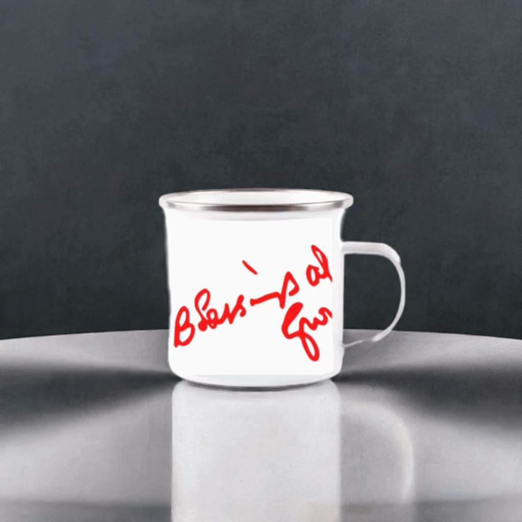White Enamel Mug - 'Blessing Always Guruji