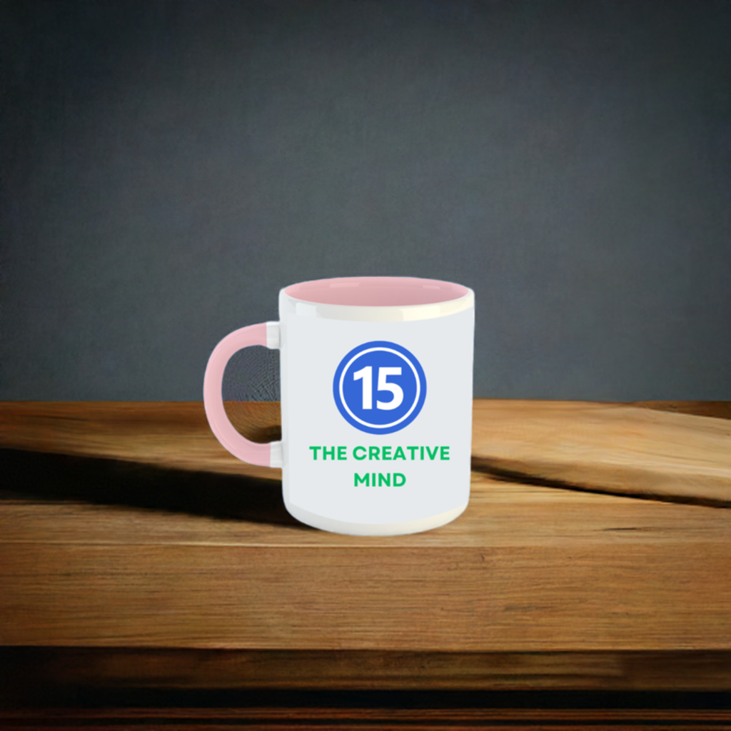 Numerology Mug: The Creative Mind (Born on the 15th) | White and Light Pink Unisex Coffee Mug