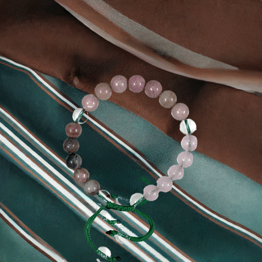 Rhodochrosite, Rhodonite, Clear Quartz, and Rose Quartz Bracelet for love-attracting