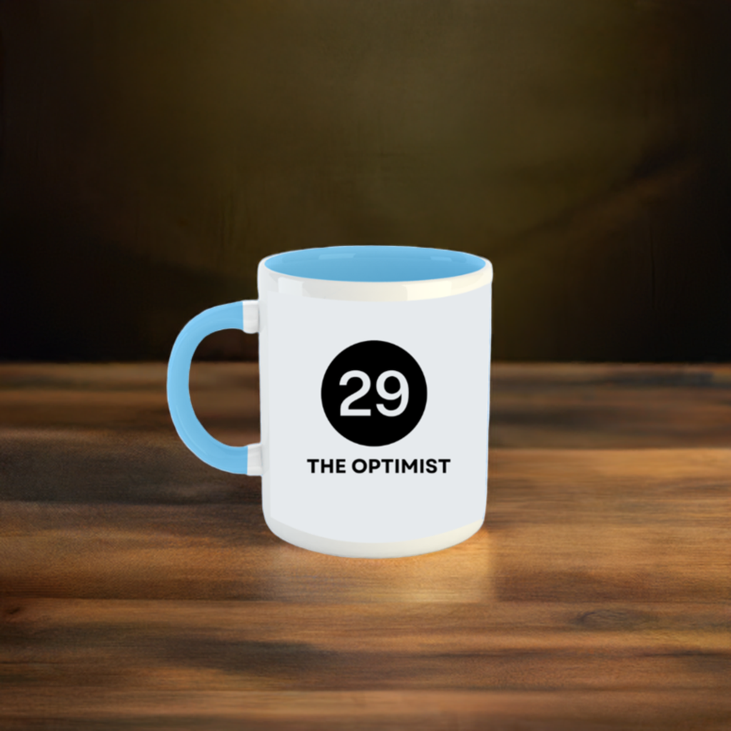 Numerology Mug: The Optimist (Born on the 29th) | White and Sky Blue Unisex Tea Coffee Milk Coffee Mug