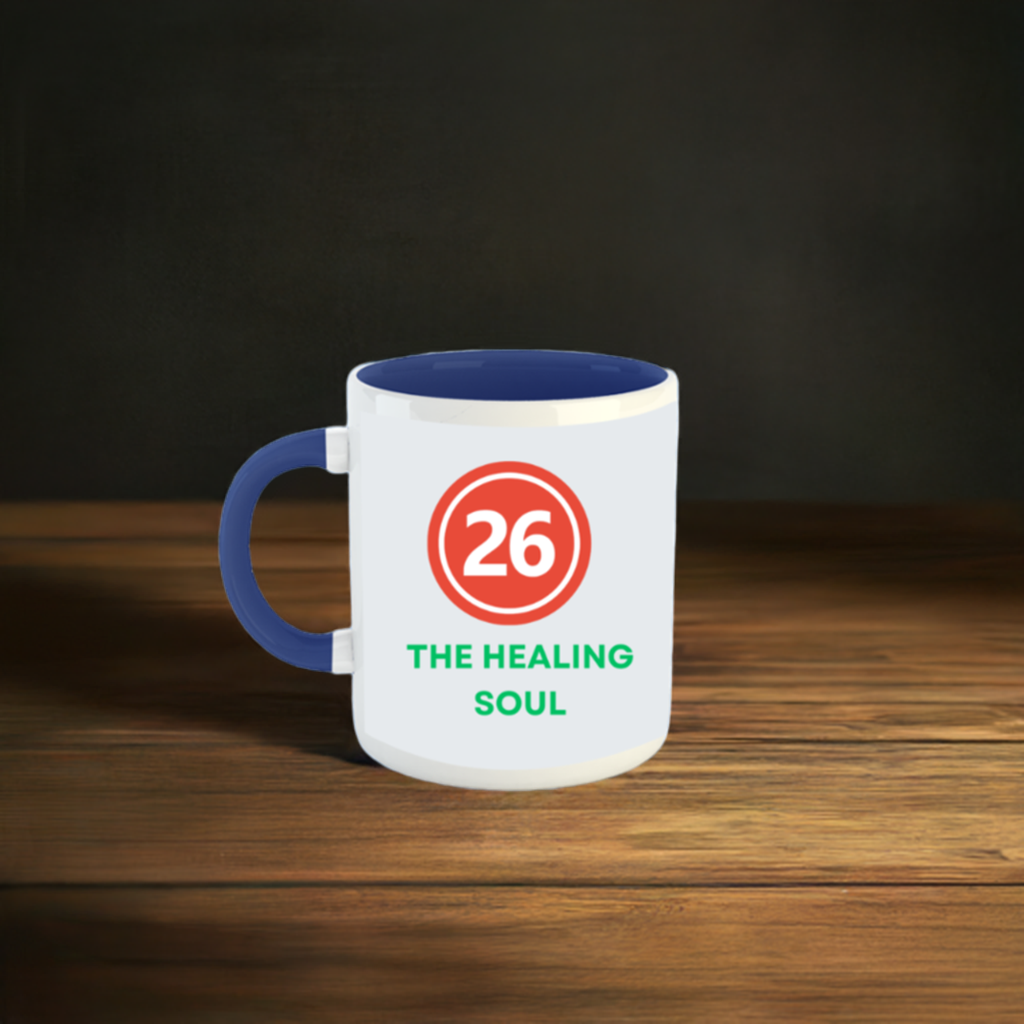 Numerology Mug: The Healing Soul (Born on the 26th) | White and Dark Blue Unisex Coffee Mug