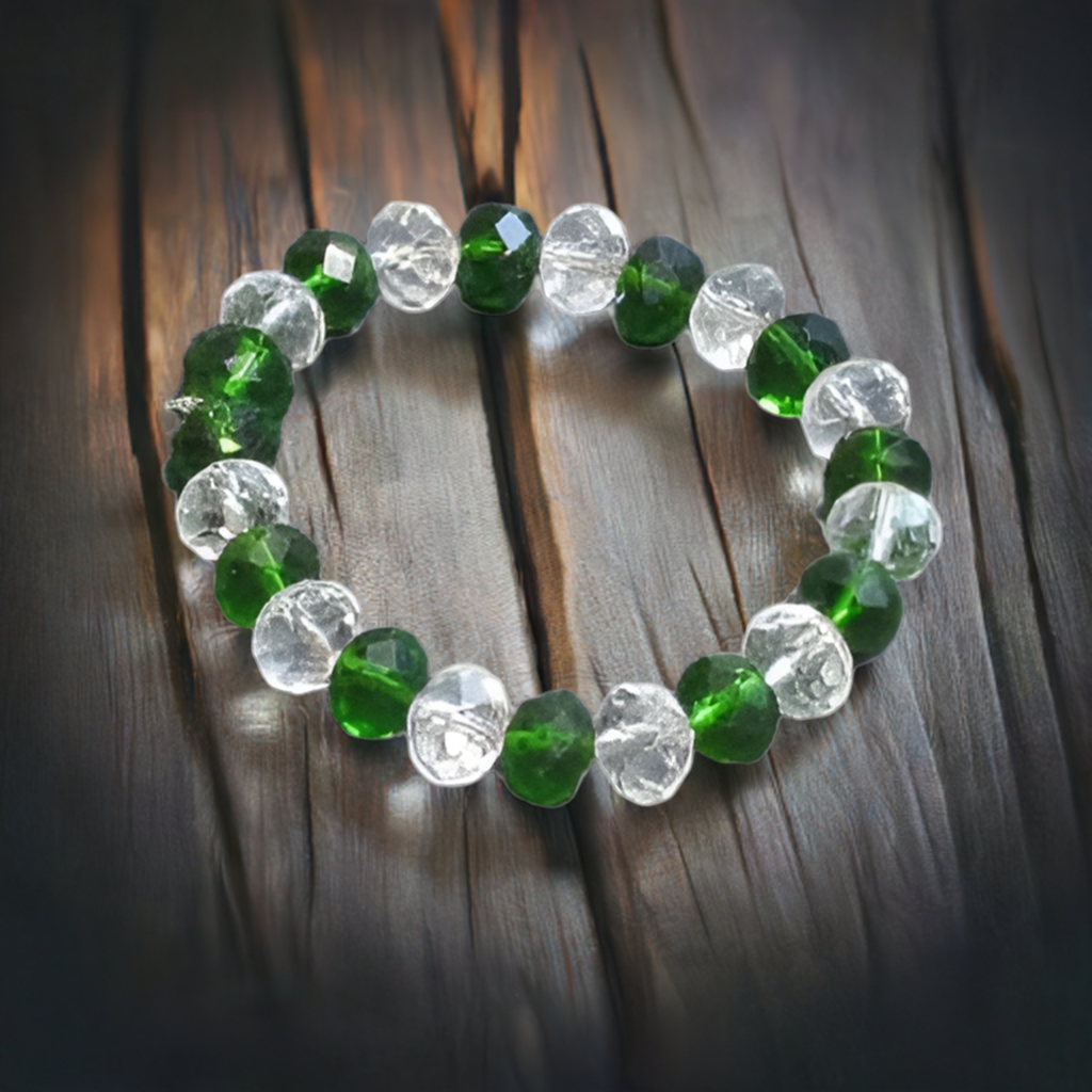 Green White Crystal Bracelet for Missing Numbers 5 and 6
