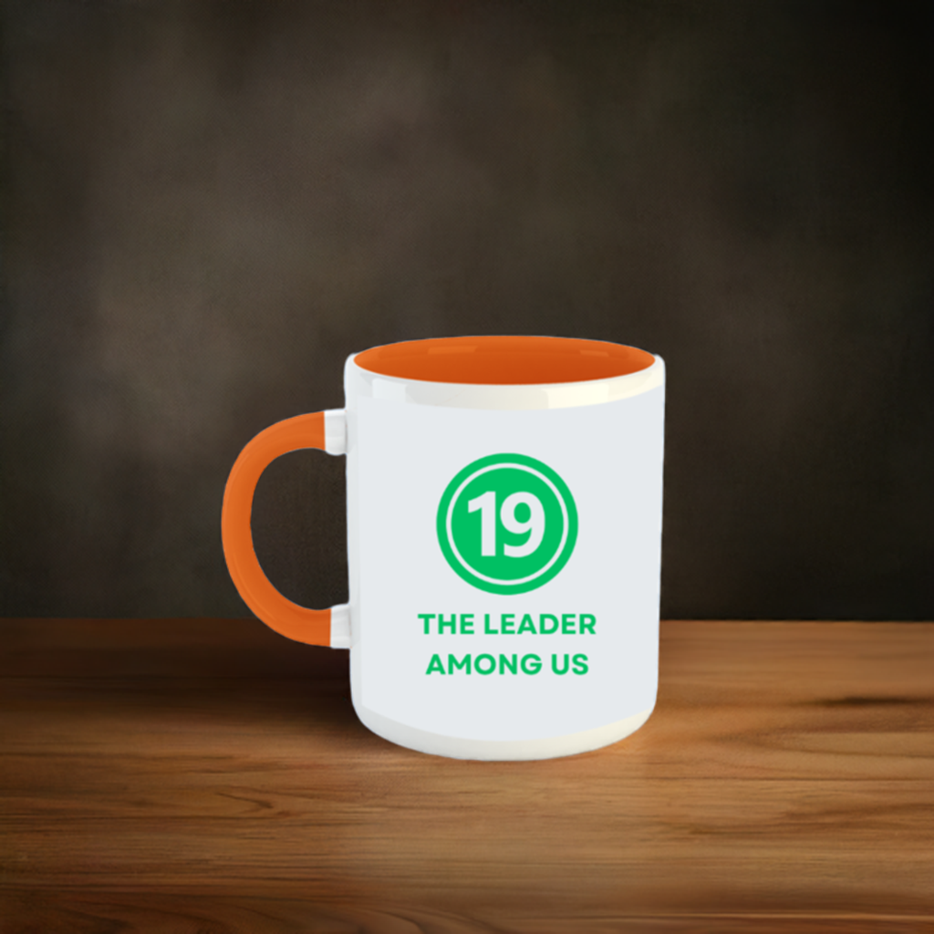 Numerology Mug: The Leader Among Us (Born on the 19th) | White and Orange Unisex Tea Coffee Milk Mug