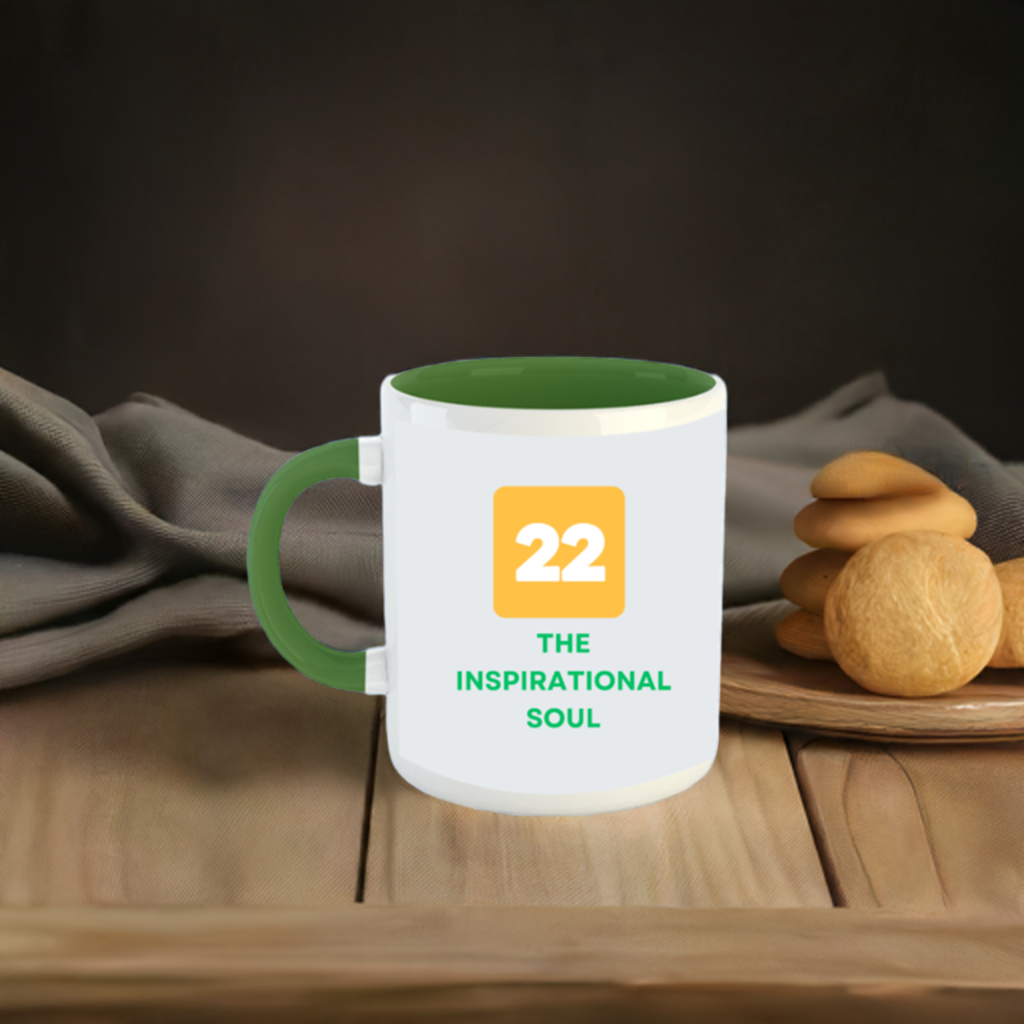 Numerology Mug: The Inspirational Soul (Born on the 22nd) | White and Bottle Green Unisex Coffee Mug