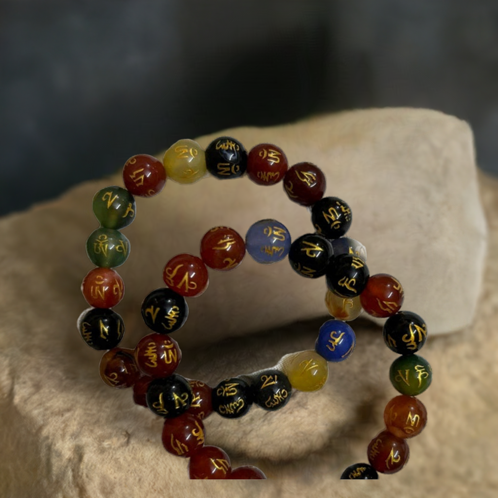 Om Money 10mm Bracelet for Abundance, Prosperity, and Protection