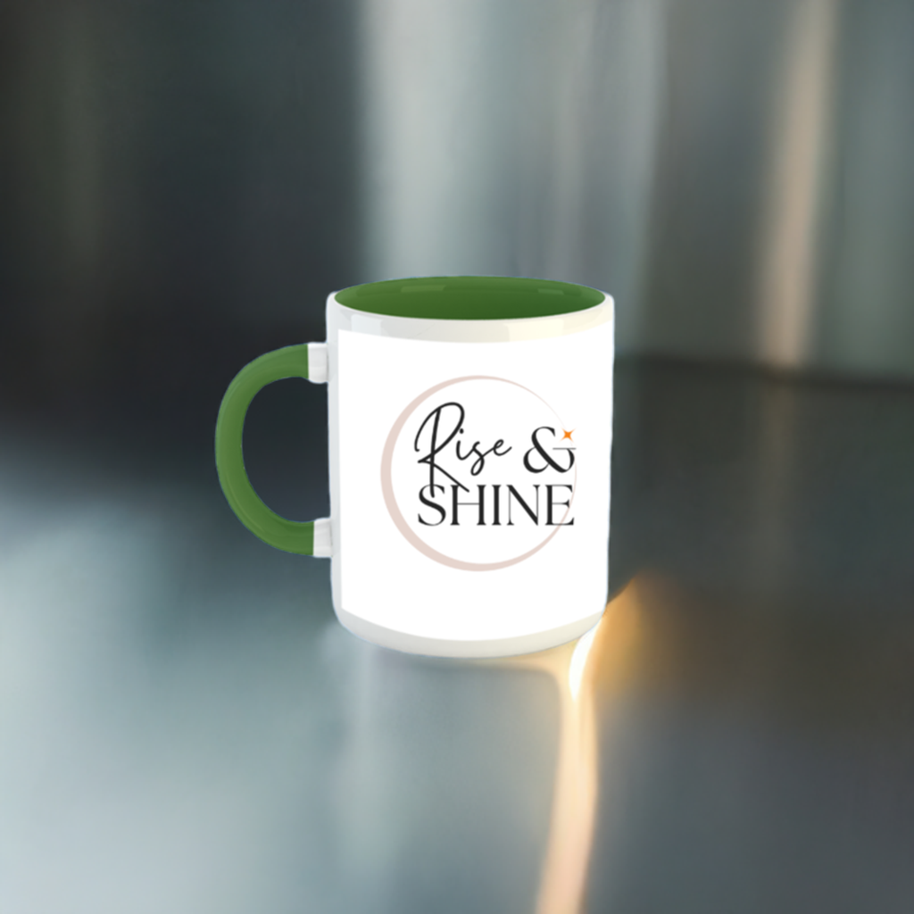 Mystic Energy Infused Unisex Color Coffee Mug: White & Bottle Green Blend