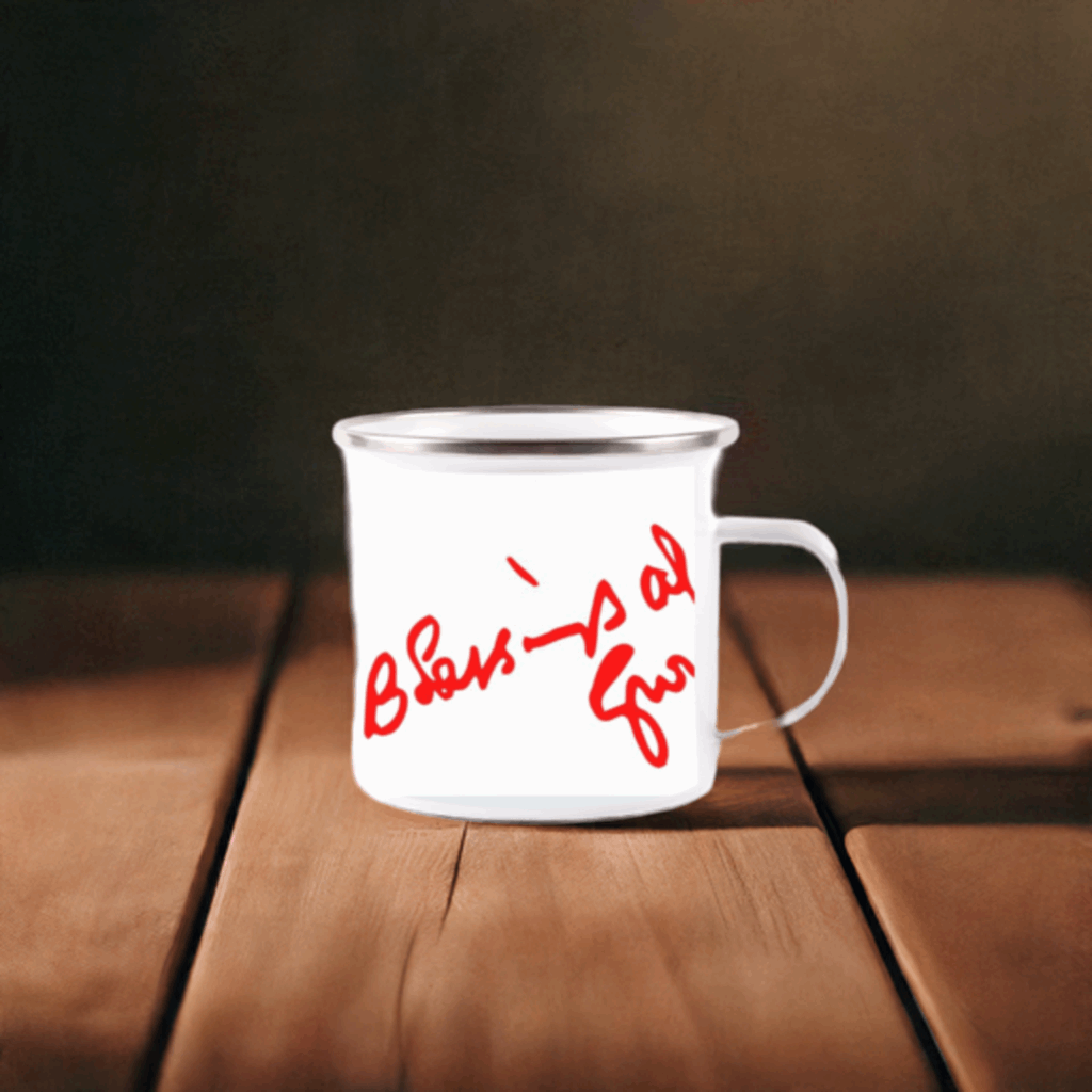 White Enamel Mug - 'Blessing Always Guruji