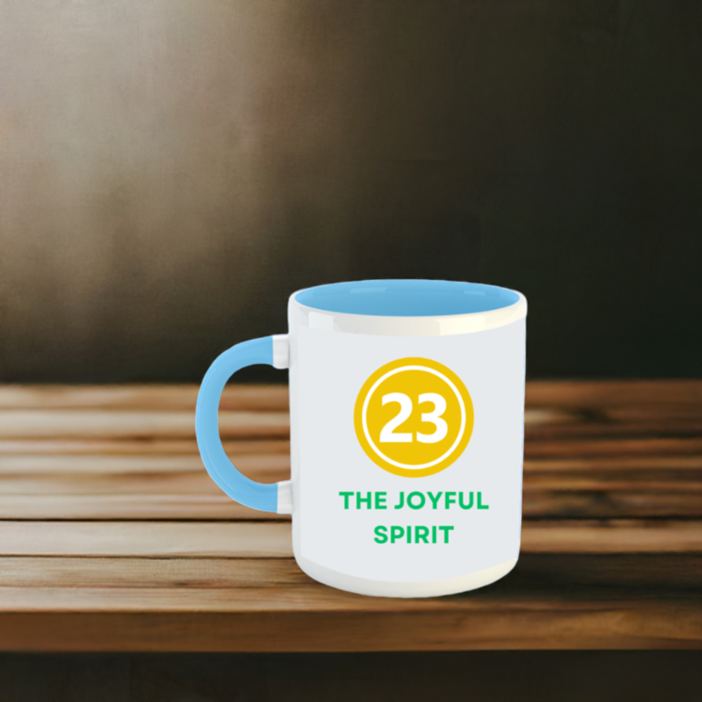 Numerology Mug: The Joyful Spirit (Born on the 23rd) | White and Sky Blue Unisex Coffee Mug