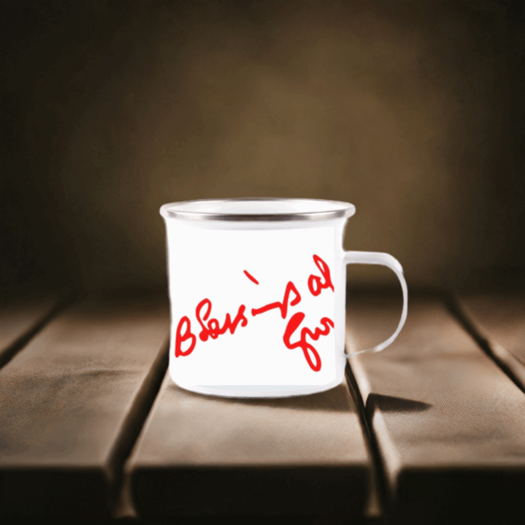 White Enamel Mug - 'Blessing Always Guruji