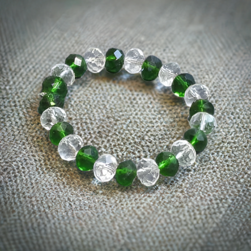 Green White Crystal Bracelet for Missing Numbers 5 and 6