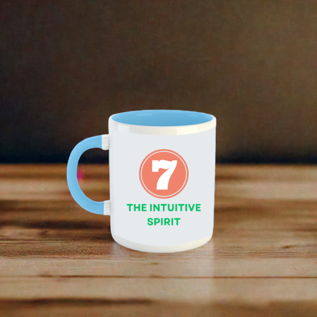 Numerology Mug: The Intuitive Spirit (Born on the 7th) | White and Sky Blue Unisex Coffee Mug