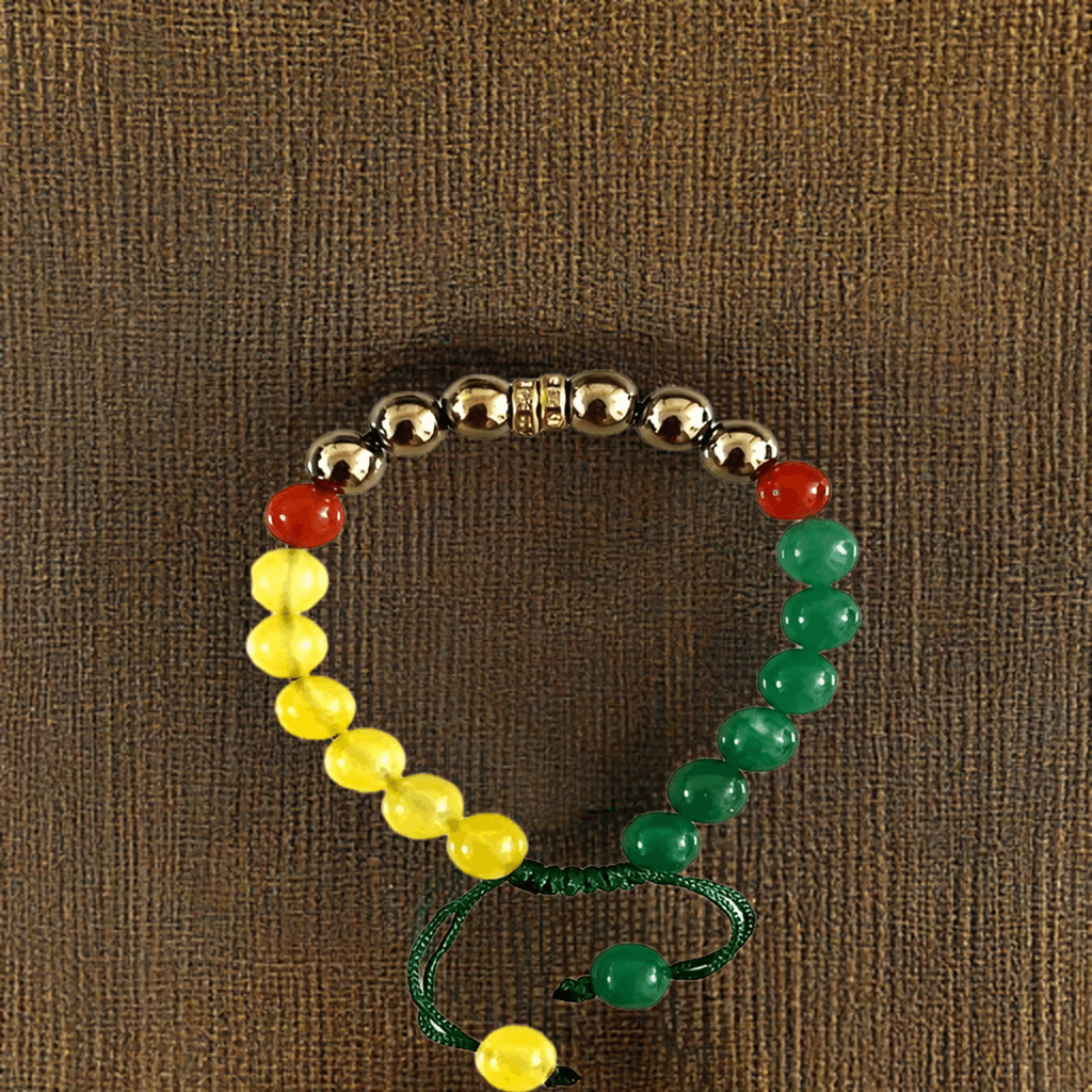 Triumphant Trio: Red Carnelian, Pyrite, Yellow Citrine Bracelet for Success and Prosperity