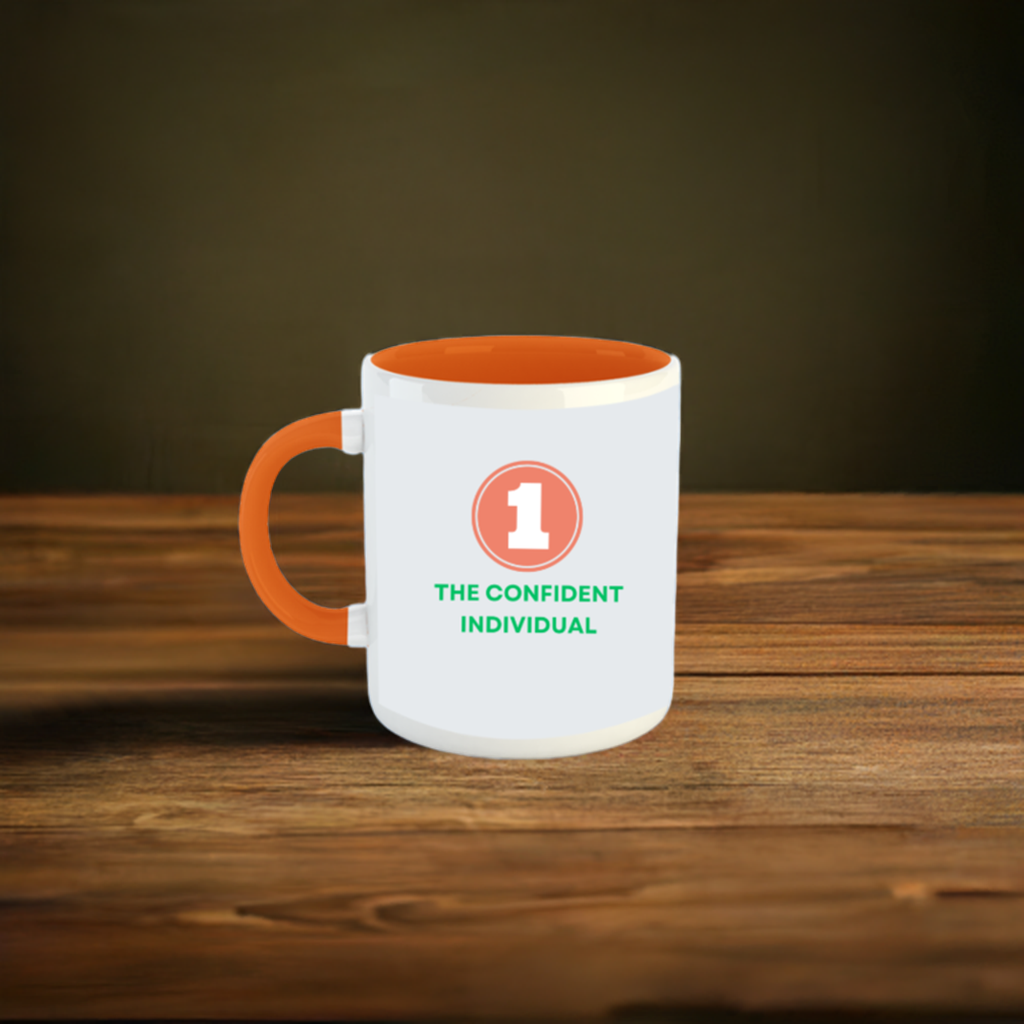 Numerology Mug: The Confident Individual (Born on the 1st) | White and Orange Unisex Tea Coffee Milk Mug
