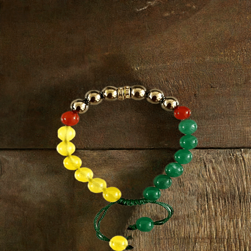 Triumphant Trio: Red Carnelian, Pyrite, Yellow Citrine Bracelet for Success and Prosperity